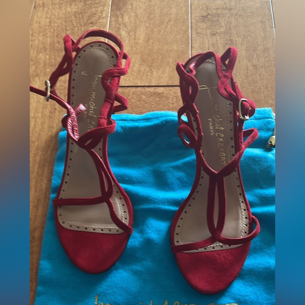 Jean Michel Cazabat red suede sandals nwt